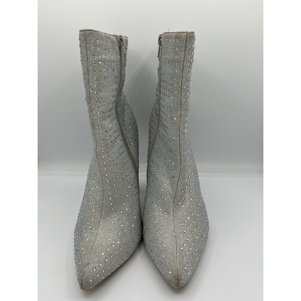 Anne Michelle Sparkly Rhinestone Pointed Toe Booties Silver Size 9